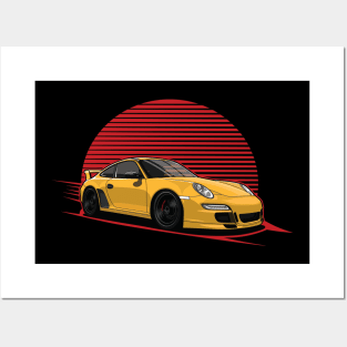 yellow 997 GT3 Posters and Art